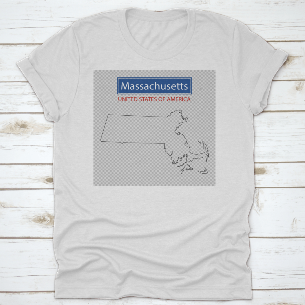 Massachusetts state outline map on a transparent background, showcasing detailed borders and geographical features.