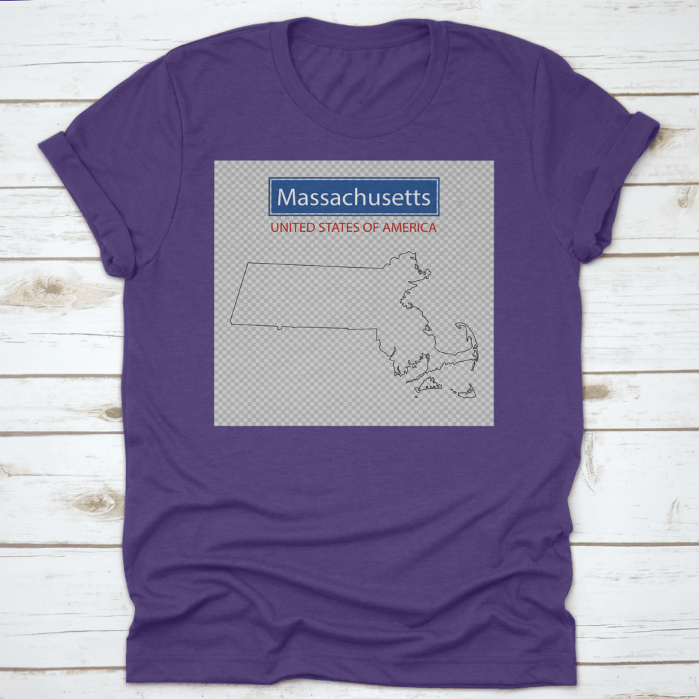 Massachusetts state outline map on a transparent background, showcasing detailed borders and geographical features.