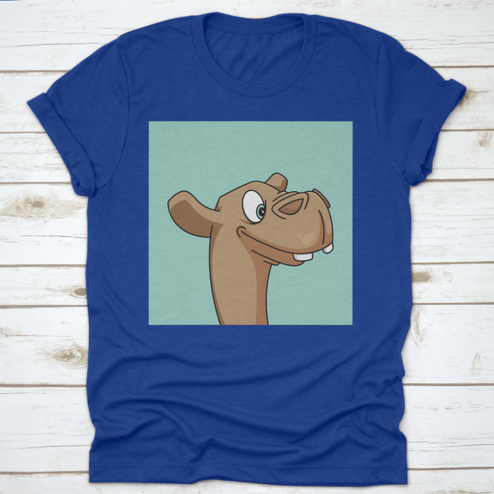 A stylish t-shirt featuring a unique mascot illustration design, made from 100% cotton for comfort.