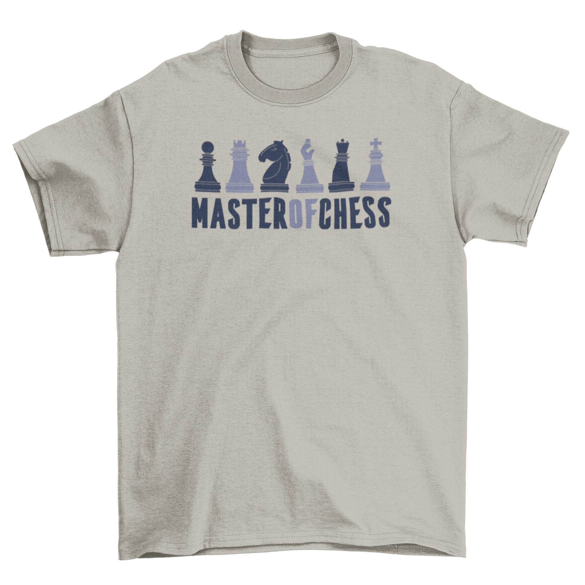 Master of Chess t-shirt featuring six chess pieces and the quote 'Master of Chess'.