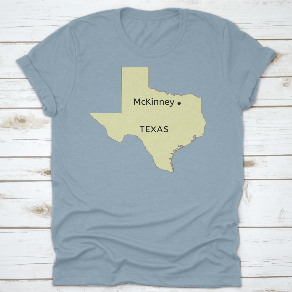 Mckinney City Pin Point Location on Texas Map design, showcasing a stylish travel-themed garment made from high-quality cotton.