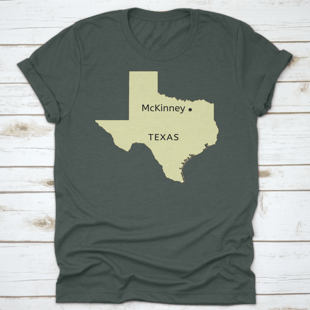 Mckinney City Pin Point Location on Texas Map design, showcasing a stylish travel-themed garment made from high-quality cotton.