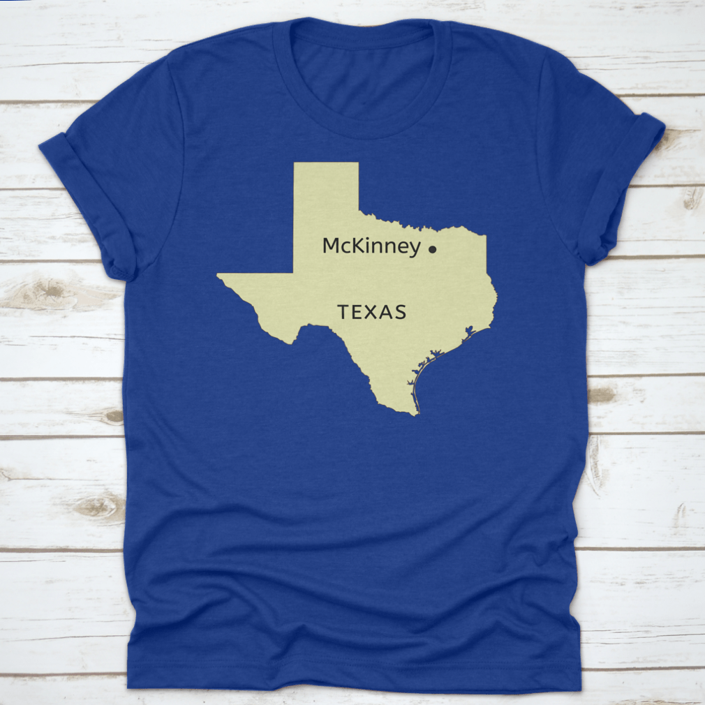 Mckinney City Pin Point Location on Texas Map design, showcasing a stylish travel-themed garment made from high-quality cotton.