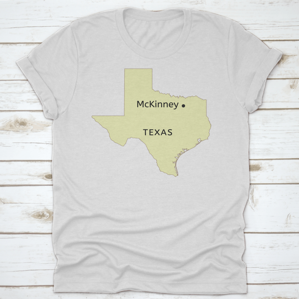Mckinney City Pin Point Location on Texas Map design, showcasing a stylish travel-themed garment made from high-quality cotton.