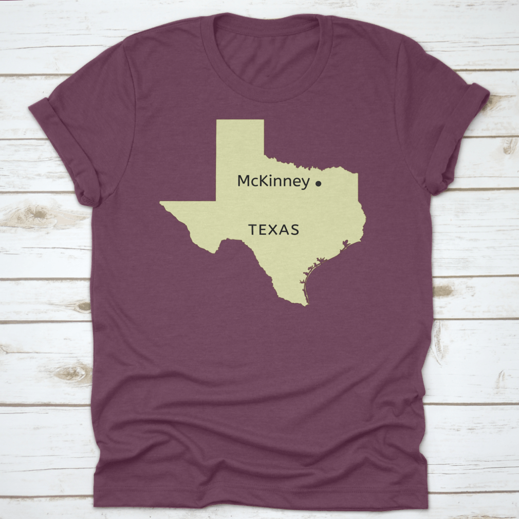 Mckinney City Pin Point Location on Texas Map design, showcasing a stylish travel-themed garment made from high-quality cotton.