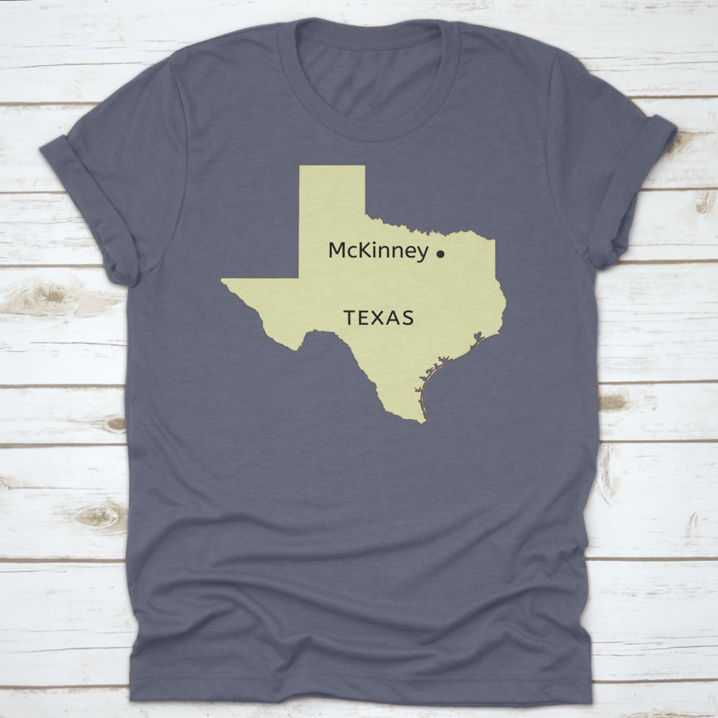 Mckinney City Pin Point Location on Texas Map design, showcasing a stylish travel-themed garment made from high-quality cotton.