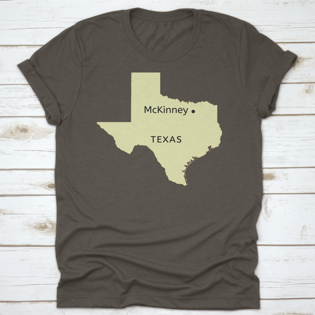 Mckinney City Pin Point Location on Texas Map design, showcasing a stylish travel-themed garment made from high-quality cotton.
