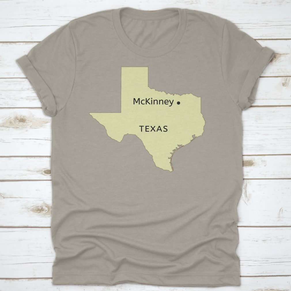 Mckinney City Pin Point Location on Texas Map design, showcasing a stylish travel-themed garment made from high-quality cotton.