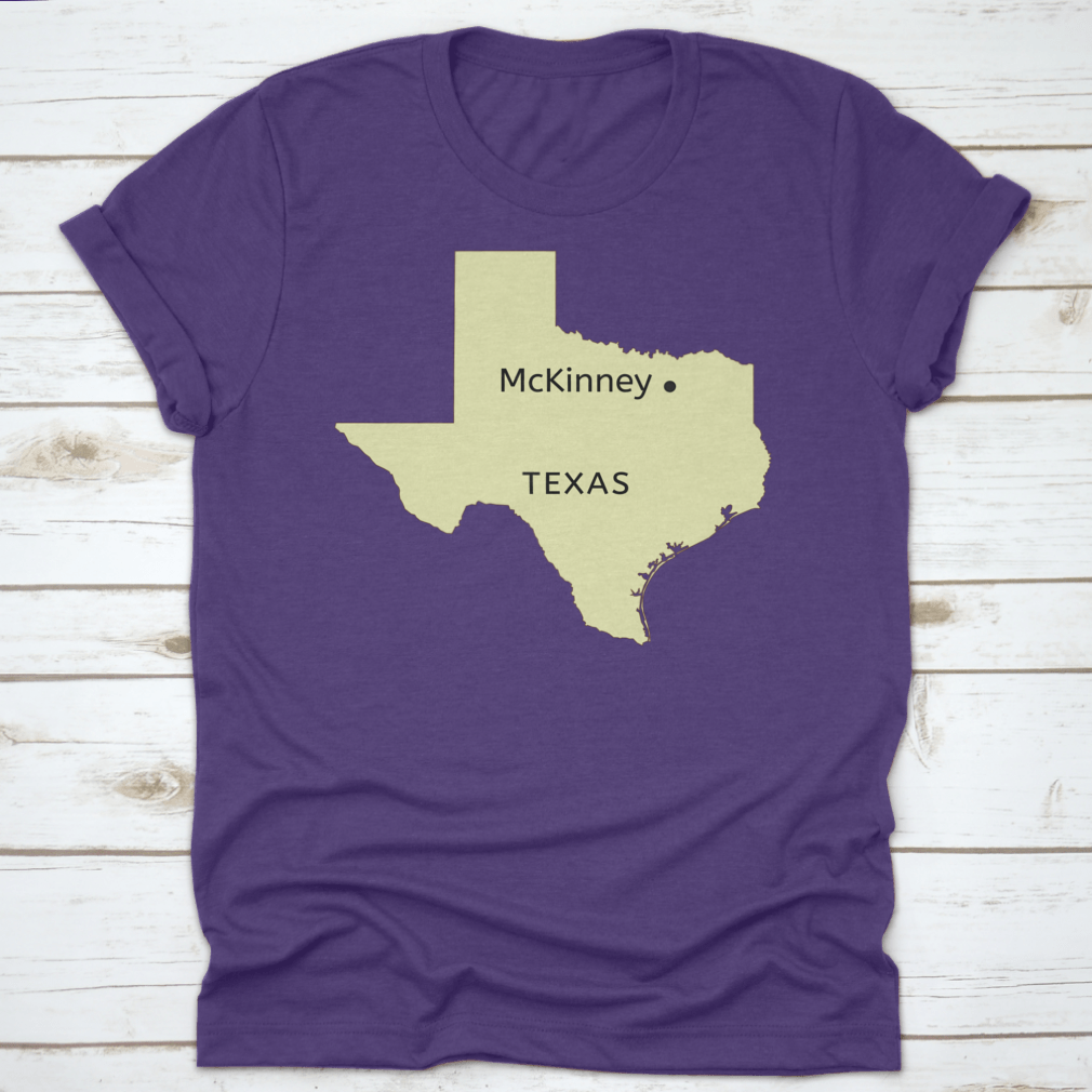 Mckinney City Pin Point Location on Texas Map design, showcasing a stylish travel-themed garment made from high-quality cotton.