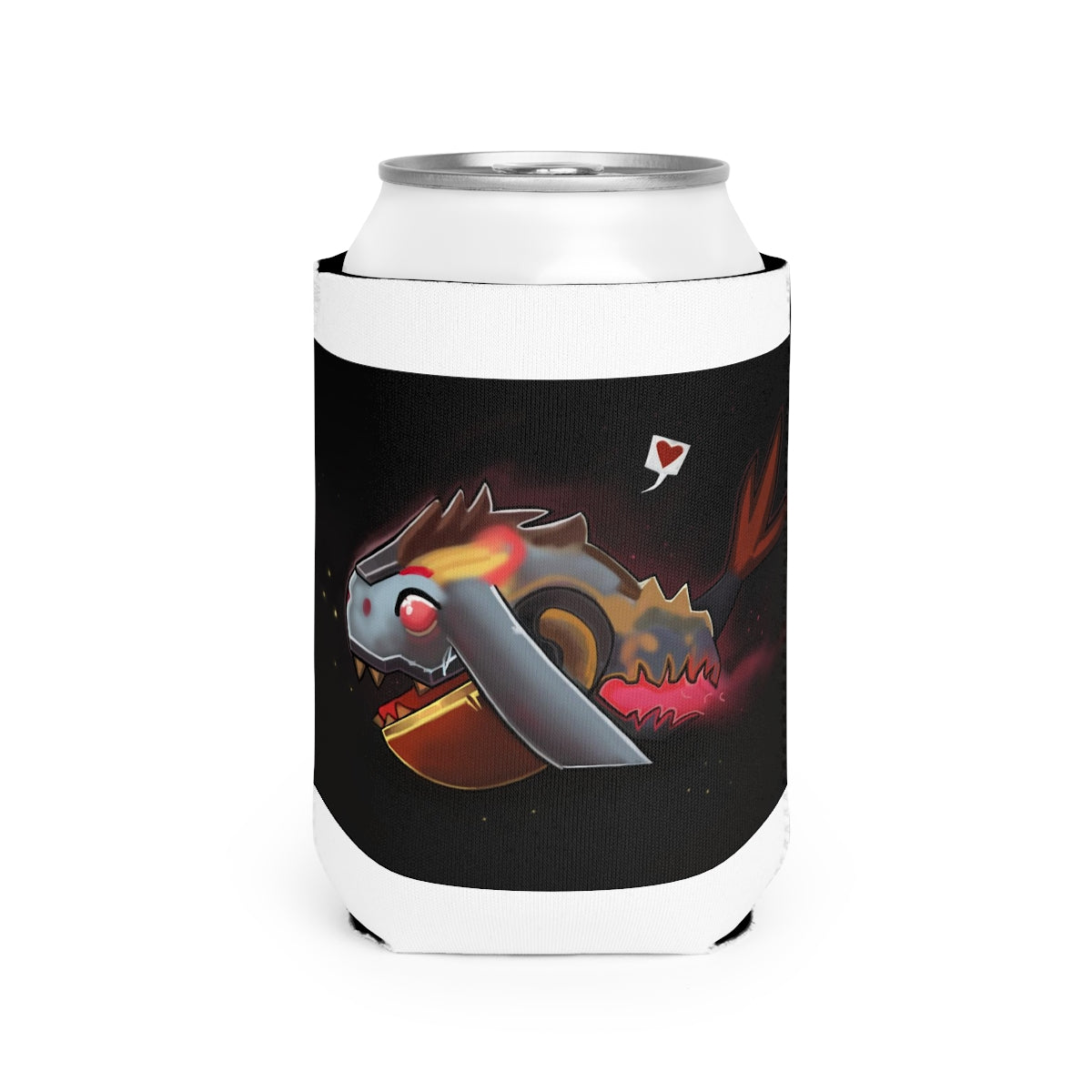Mecha Whale Strider Can Cooler Sleeve in a stylish design, made of durable neoprene, fitting a standard 12 oz can.