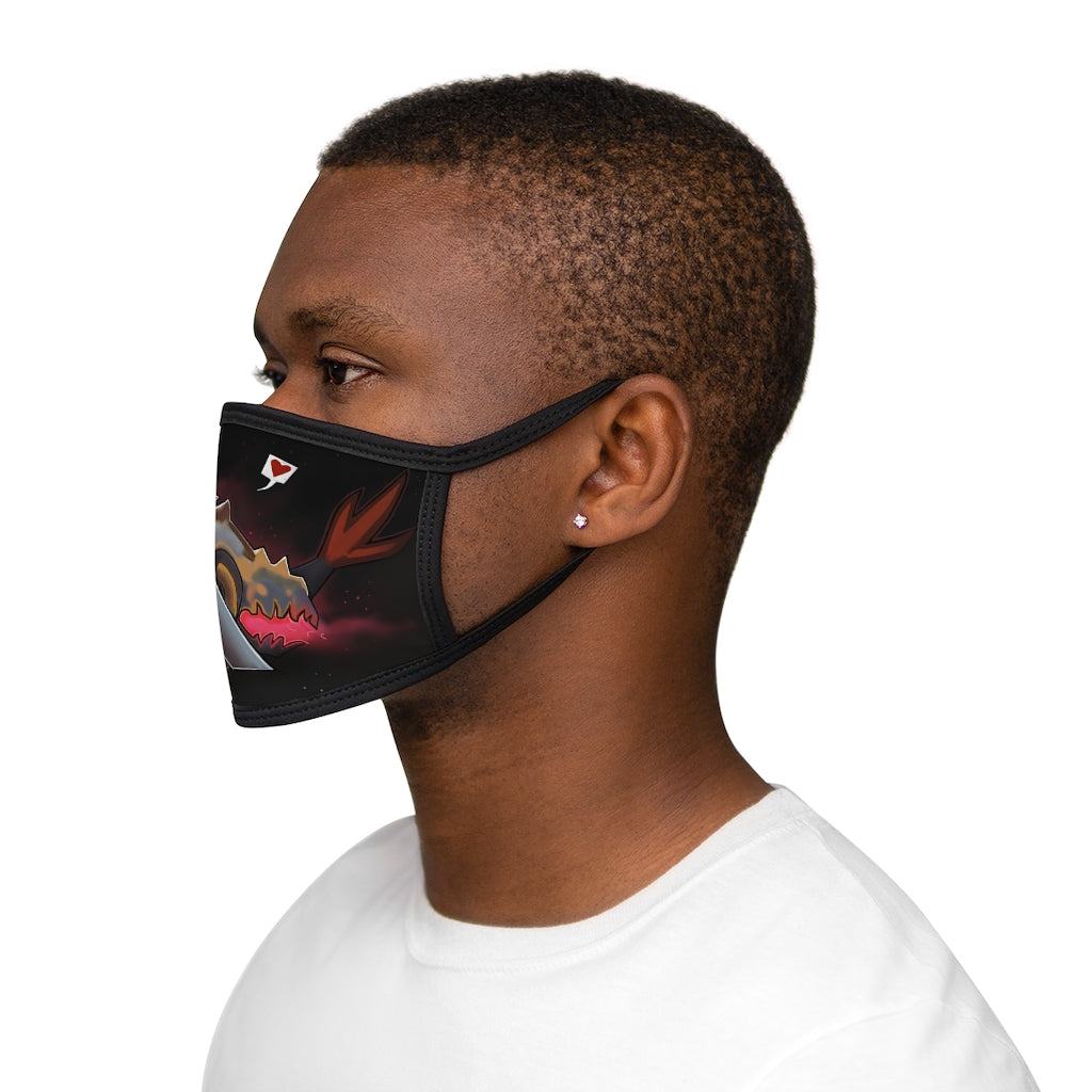 Mecha Whale Strider Mixed-Fabric Face Mask featuring a unique design with a black outer edge and earloops.