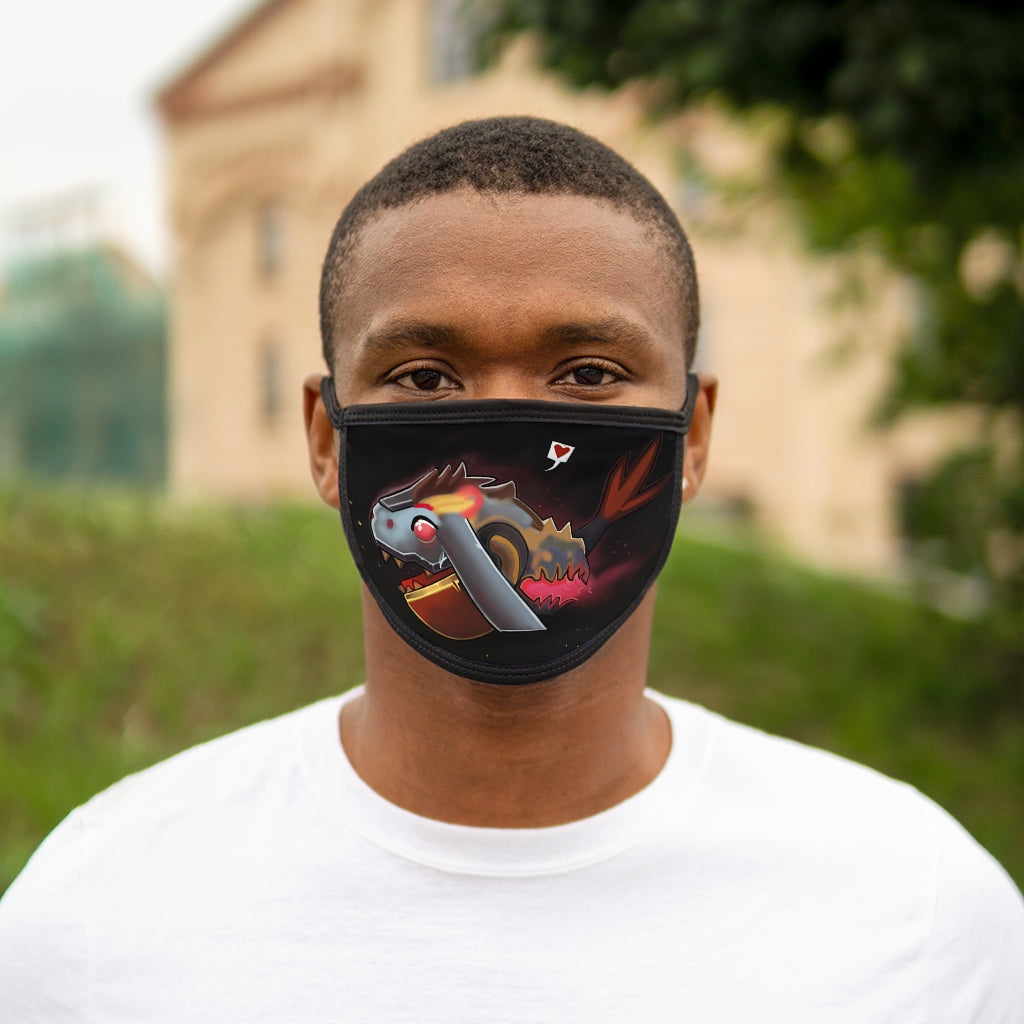 Mecha Whale Strider Mixed-Fabric Face Mask featuring a unique design with a black outer edge and earloops.