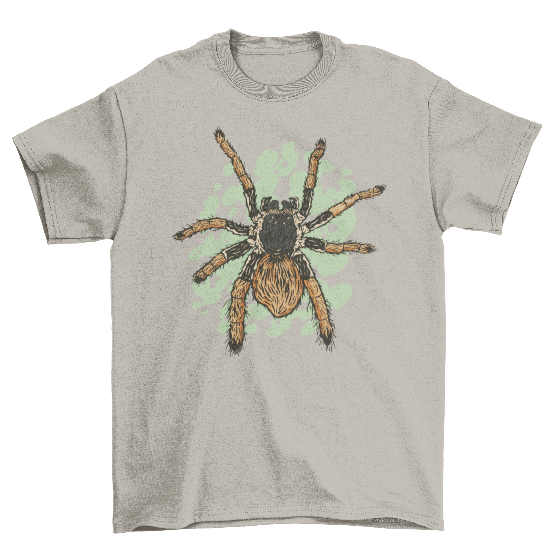 Megaphobema robustum spider t-shirt featuring a realistic hairy tarantula design on a soft fabric.