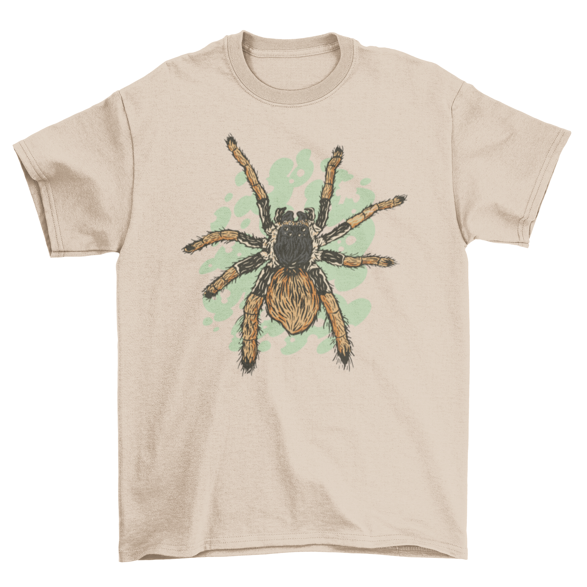 Megaphobema robustum spider t-shirt featuring a realistic hairy tarantula design on a soft fabric.