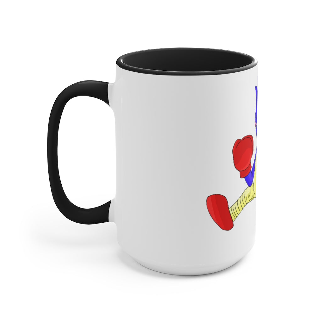 Megatare Accent Mug featuring a two-tone design with a white exterior and colored interior, available in red, pink, and black options.