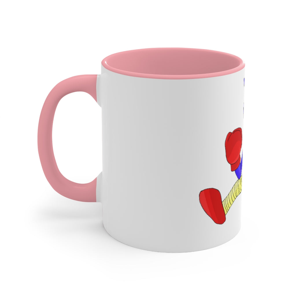 Megatare Accent Mug featuring a two-tone design with a white exterior and colored interior, available in red, pink, and black options.
