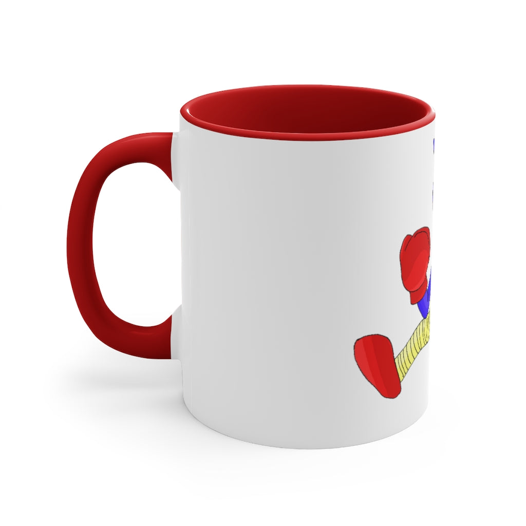 Megatare Accent Mug featuring a two-tone design with a white exterior and colored interior, available in red, pink, and black options.