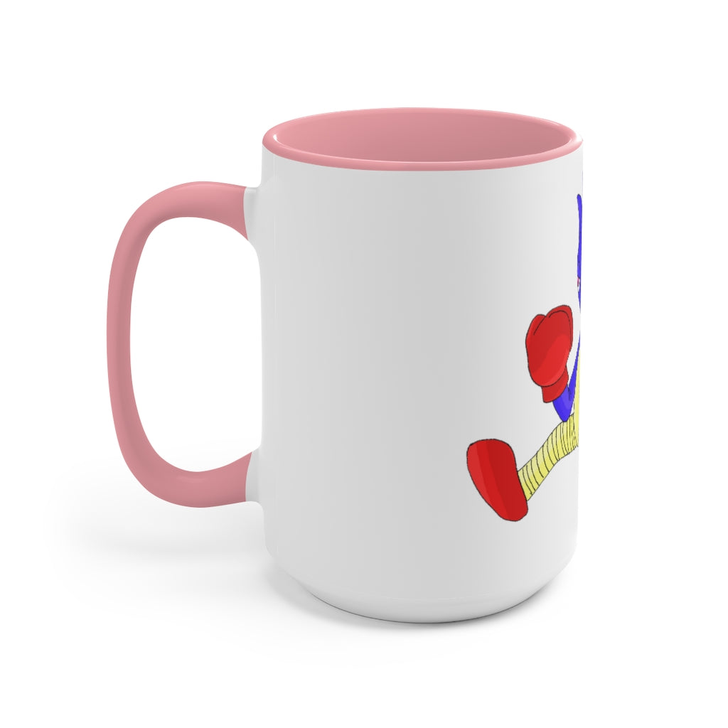 Megatare Accent Mug featuring a two-tone design with a white exterior and colored interior, available in red, pink, and black options.