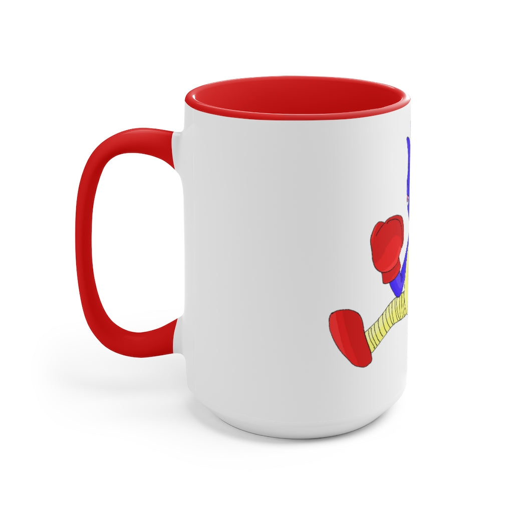 Megatare Accent Mug featuring a two-tone design with a white exterior and colored interior, available in red, pink, and black options.