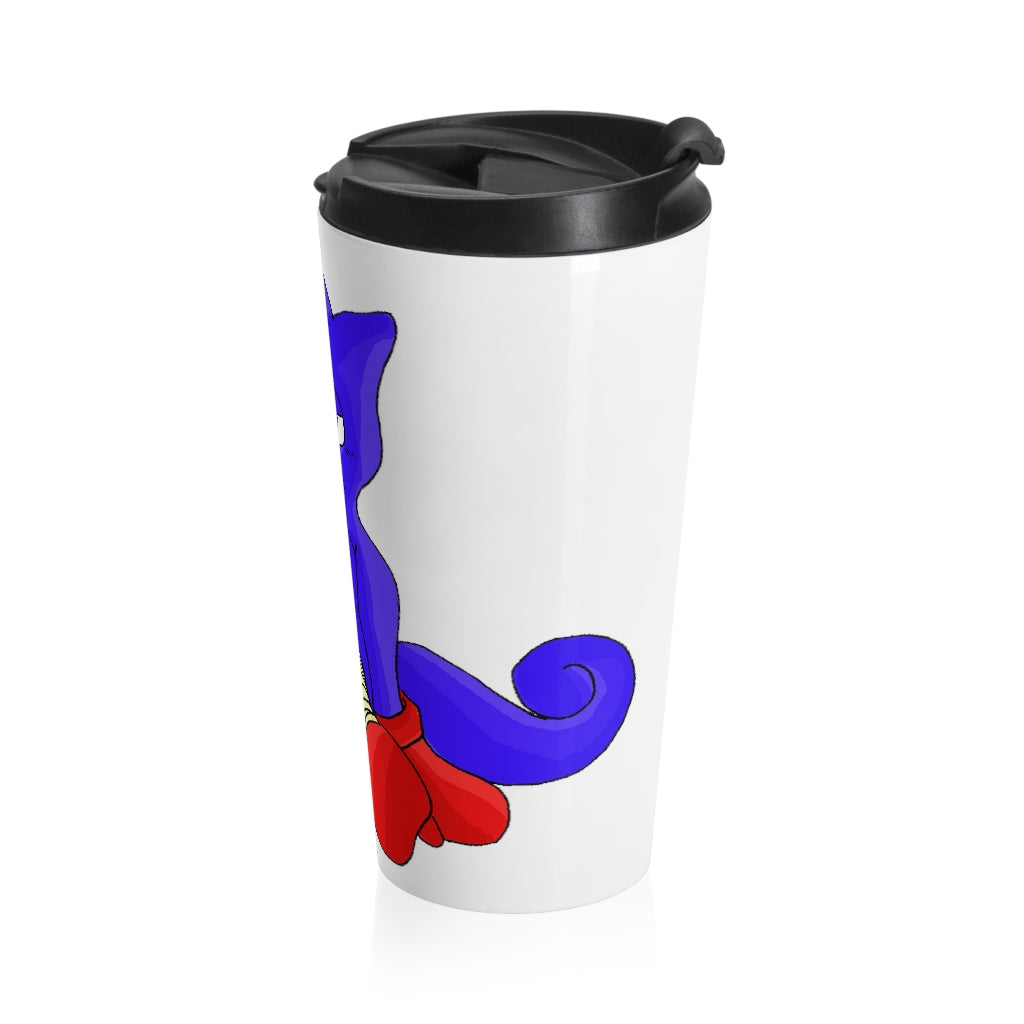 Megatare Stainless Steel Travel Mug with black lid, showcasing its sleek design and durable stainless steel material.