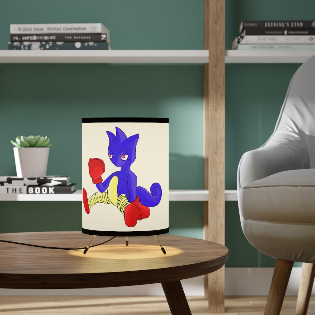 Megatare Tripod Lamp featuring a custom high-resolution printed shade and a sturdy galvanized steel tripod base, designed for US/CA plug compatibility.