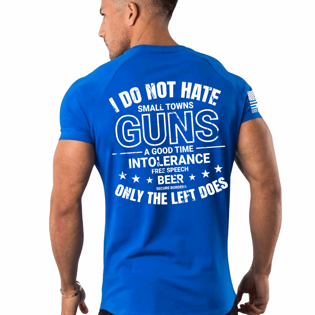 Men's cotton t-shirt featuring a bold statement slogan, showcasing its classic fit and ribbed collar design.