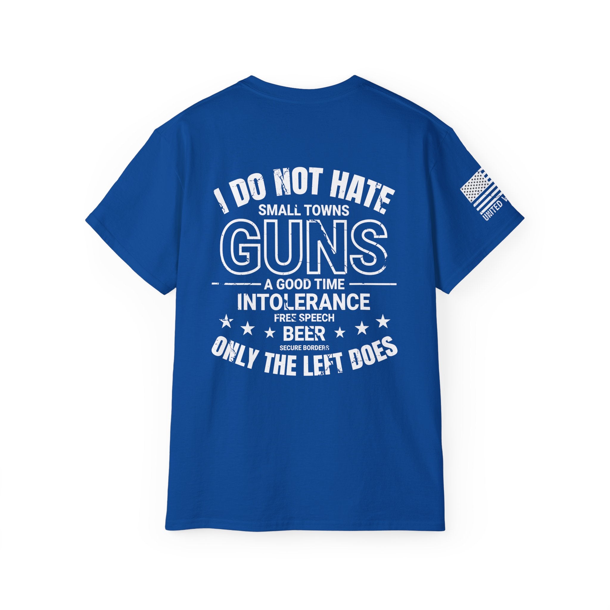 Men's cotton t-shirt featuring a bold statement slogan, showcasing its classic fit and ribbed collar design.