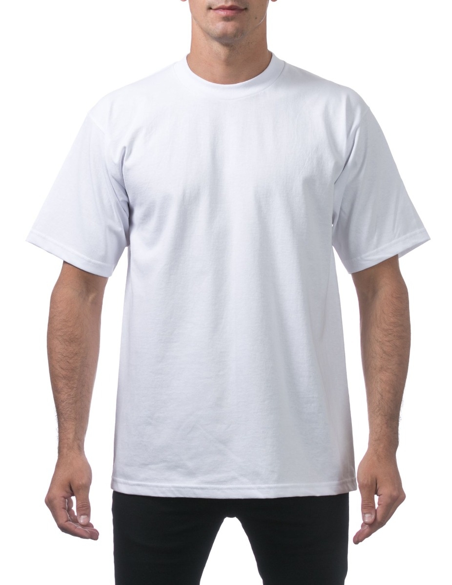 Men's Heavyweight Plain Blank Basic T-shirt in White, showcasing its soft cotton fabric and available big sizes.