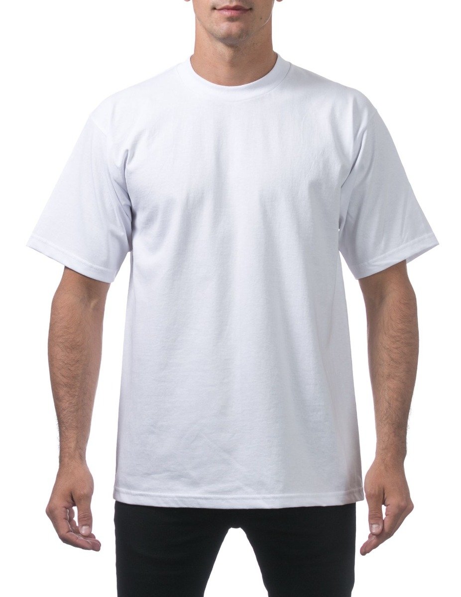 Men's Heavyweight Plain Blank Basic T-shirt in White, showcasing its soft cotton fabric and available big sizes.