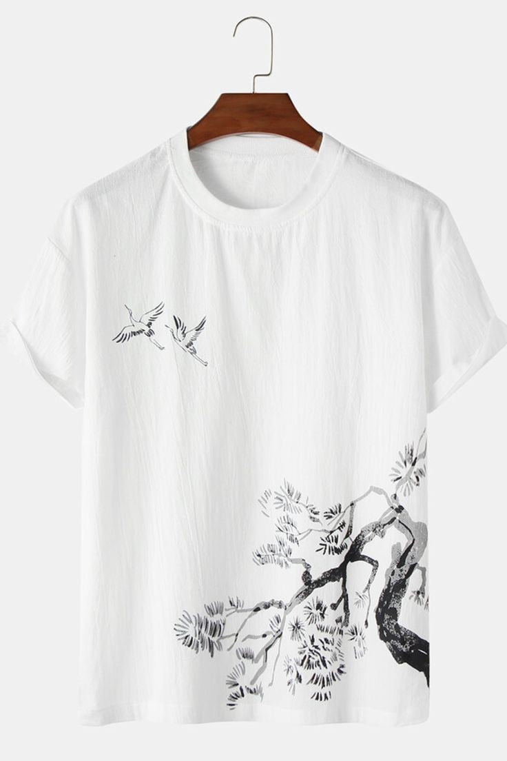 Men's Premium Cotton Printed T-Shirt in white with stylish print design, showcasing comfort and quality fabric.