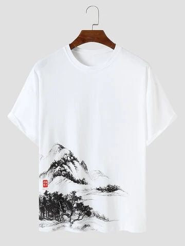 Men's Premium Cotton Printed T-Shirt in white, featuring a stylish print and comfortable fit, perfect for casual wear.