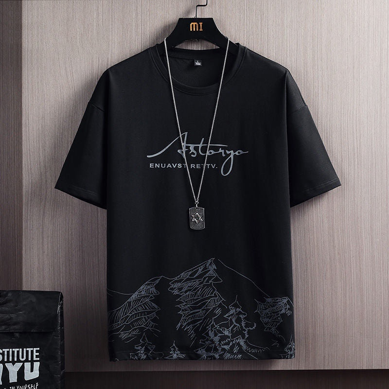 Men's Premium Cotton Printed T-Shirt in Black, showcasing a stylish design and soft fabric.