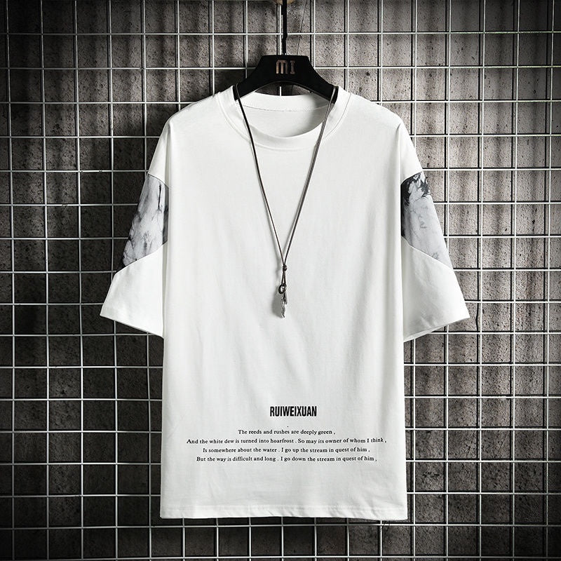 Men's Premium Cotton Printed T-Shirt in white with stylish print design.