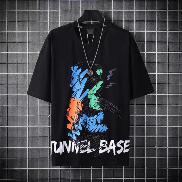 Men's Premium Cotton Printed T-Shirt in Black, showcasing stylish print and soft fabric.