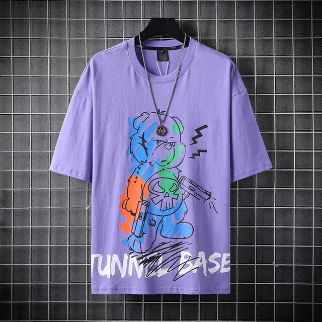 Men's Premium Cotton Printed T-Shirt in Purple, showcasing a stylish design and soft fabric.