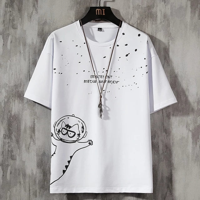 Men's Premium Cotton Printed T-Shirt in white, featuring a stylish print design, perfect for casual wear.