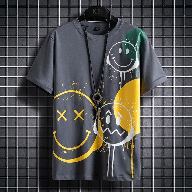 Men's Premium Cotton Printed T-Shirt in Grey, showcasing a stylish design and soft fabric.