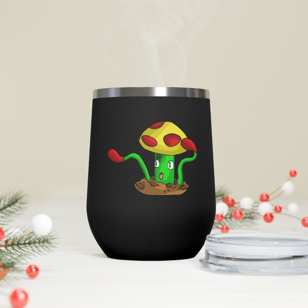 Mepamash 12oz Insulated Wine Tumbler with clear lid and stainless steel body, ideal for hot and cold beverages.