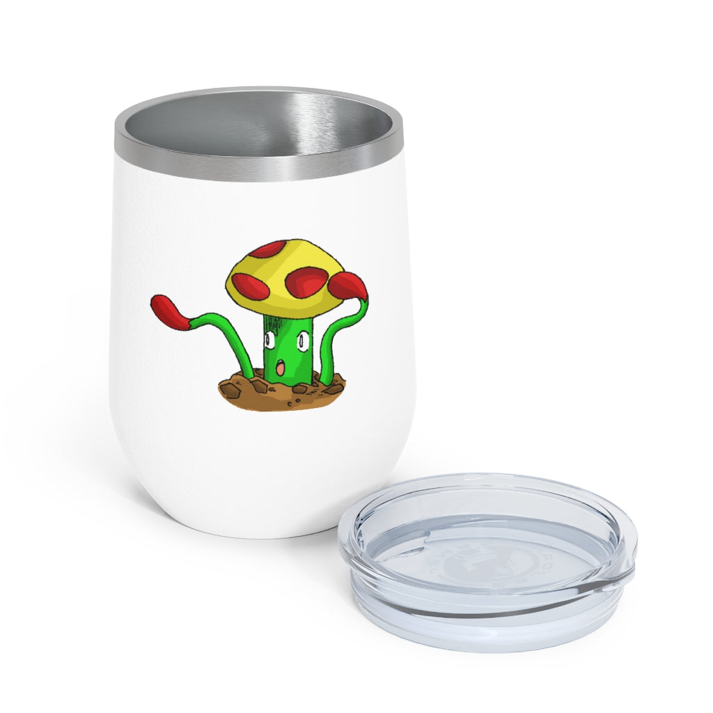 Mepamash 12oz Insulated Wine Tumbler with clear lid and stainless steel body, ideal for hot and cold beverages.