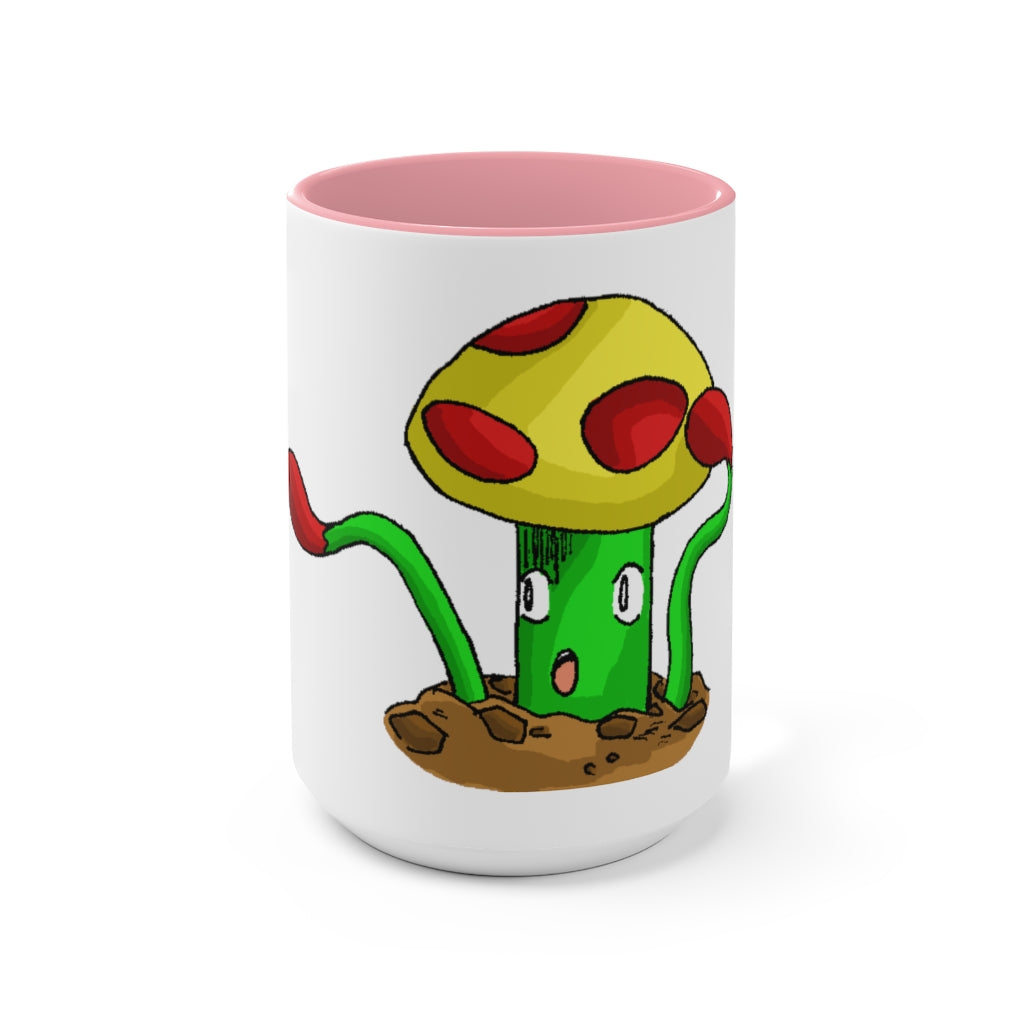 Mepamash Accent Mug featuring a white exterior with a colored interior, available in red, pink, and black options, showcasing its stylish design.