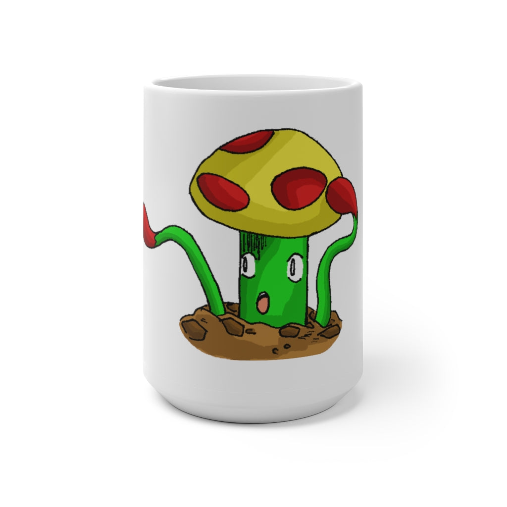 Mepamash Color Changing Mug showcasing vibrant colors when filled with a hot beverage, featuring a white ceramic design and C-handle.