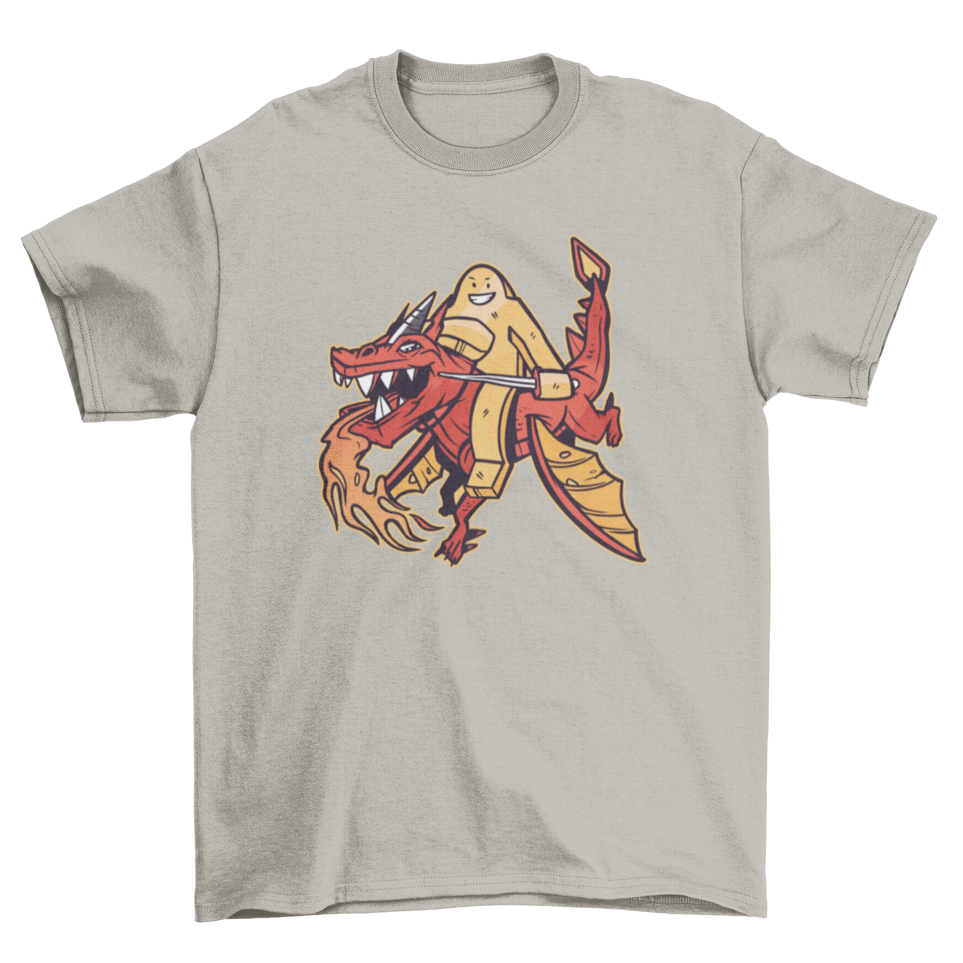 Meeple Dragon T-Shirt featuring a colorful illustration of a meeple riding a dragon, perfect for board game enthusiasts.