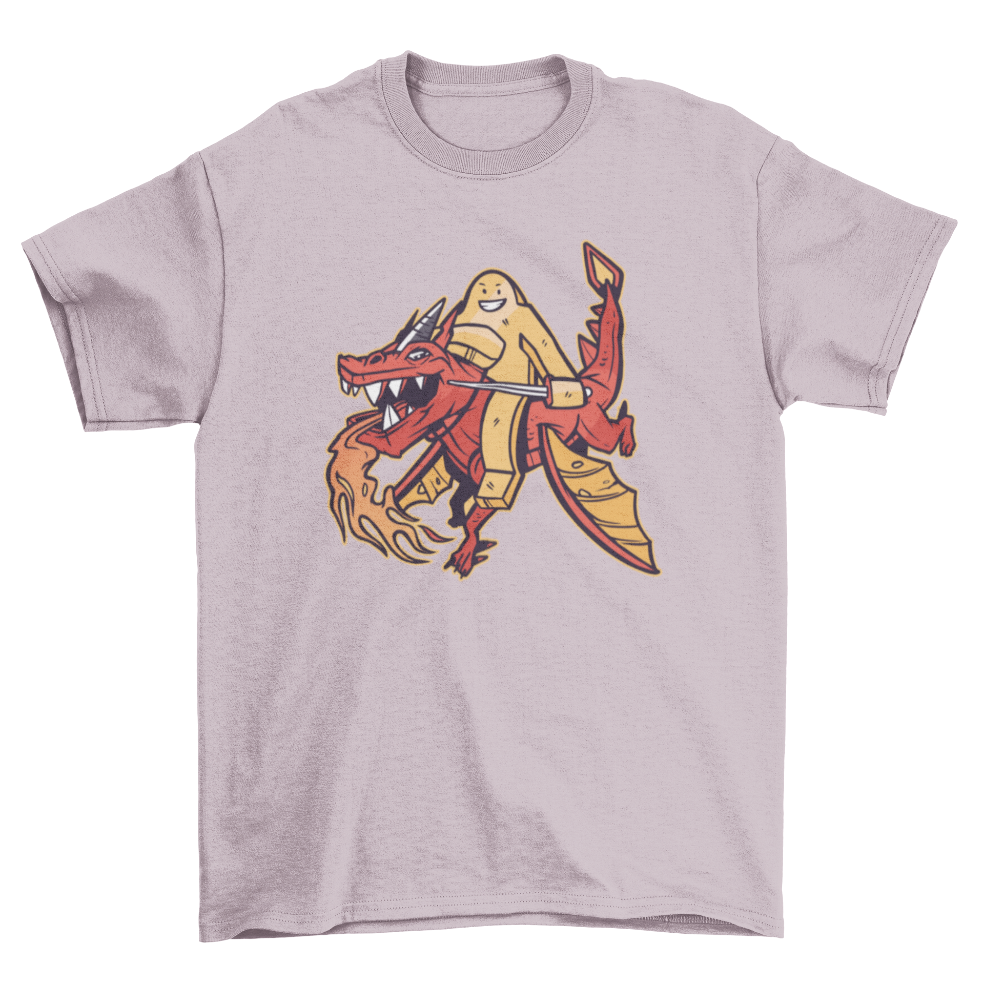Meeple Dragon T-Shirt featuring a colorful illustration of a meeple riding a dragon, perfect for board game enthusiasts.