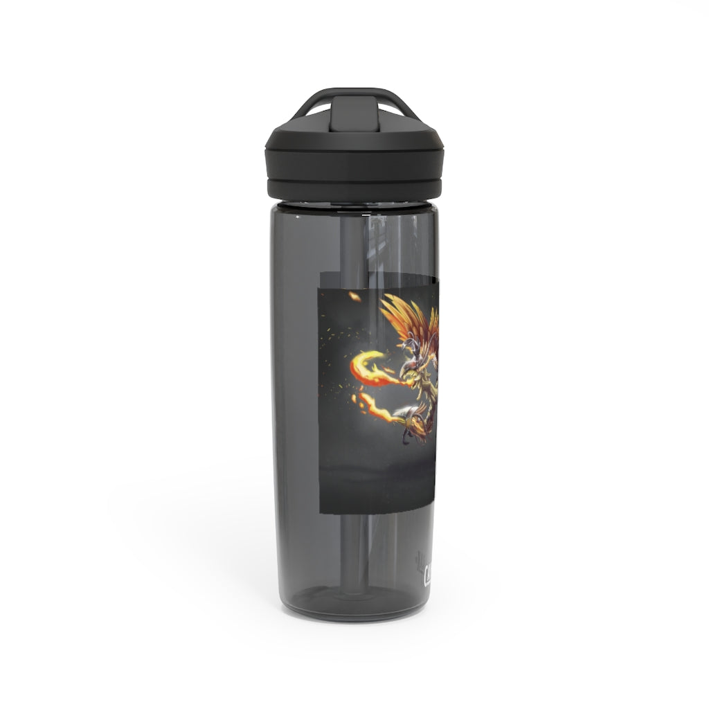 Merciless Flaming SkyBird CamelBak Eddy® Water Bottle in vibrant colors, showcasing its ergonomic design and spill-proof biting valve.