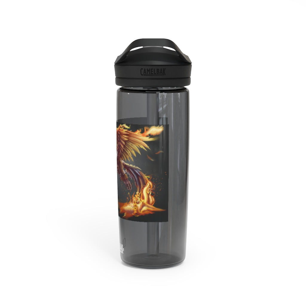 Merciless Flaming SkyBird CamelBak Eddy® Water Bottle in vibrant colors, showcasing its ergonomic design and spill-proof biting valve.