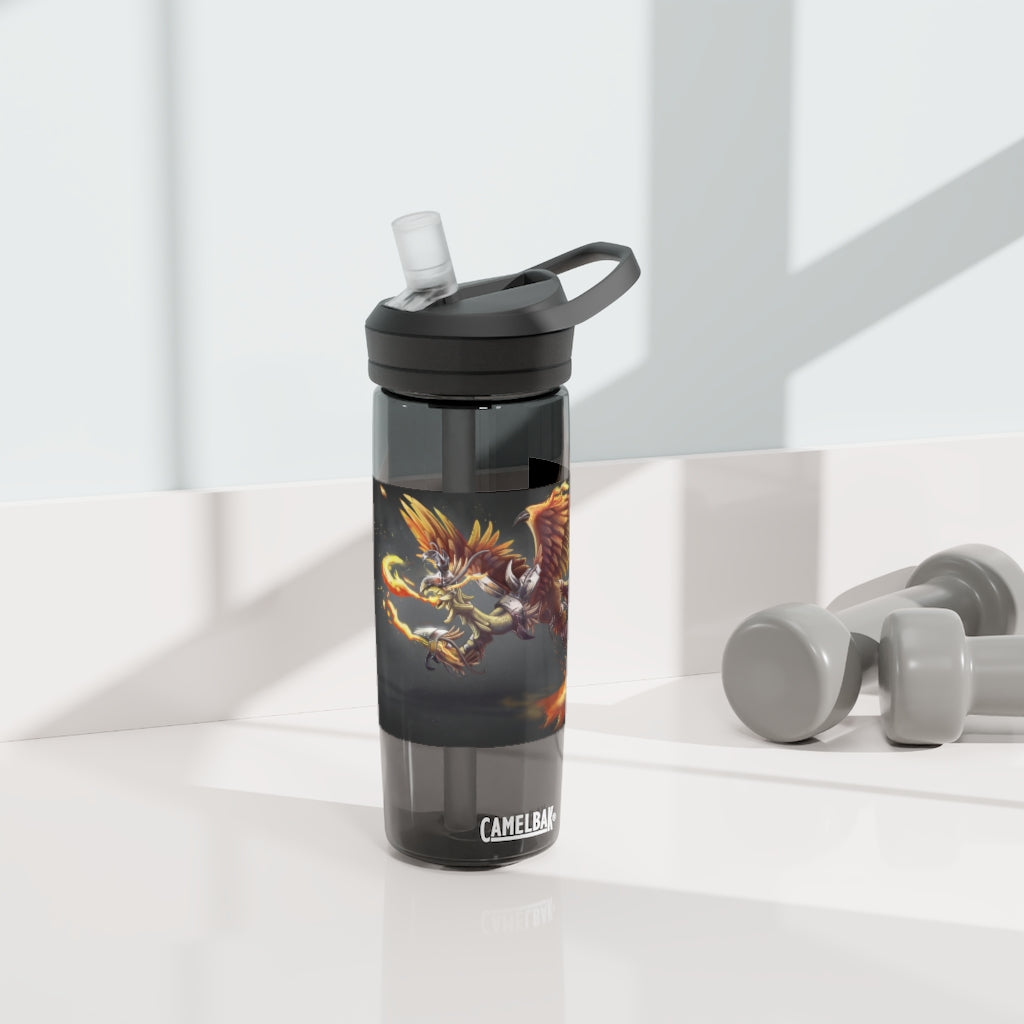 Merciless Flaming SkyBird CamelBak Eddy® Water Bottle in vibrant colors, showcasing its ergonomic design and spill-proof biting valve.