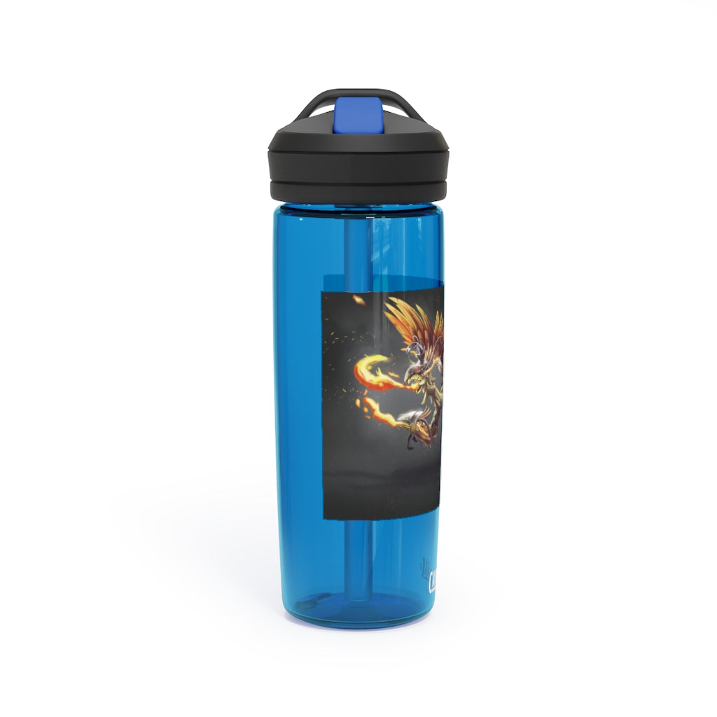 Merciless Flaming SkyBird CamelBak Eddy® Water Bottle in vibrant colors, showcasing its ergonomic design and spill-proof biting valve.
