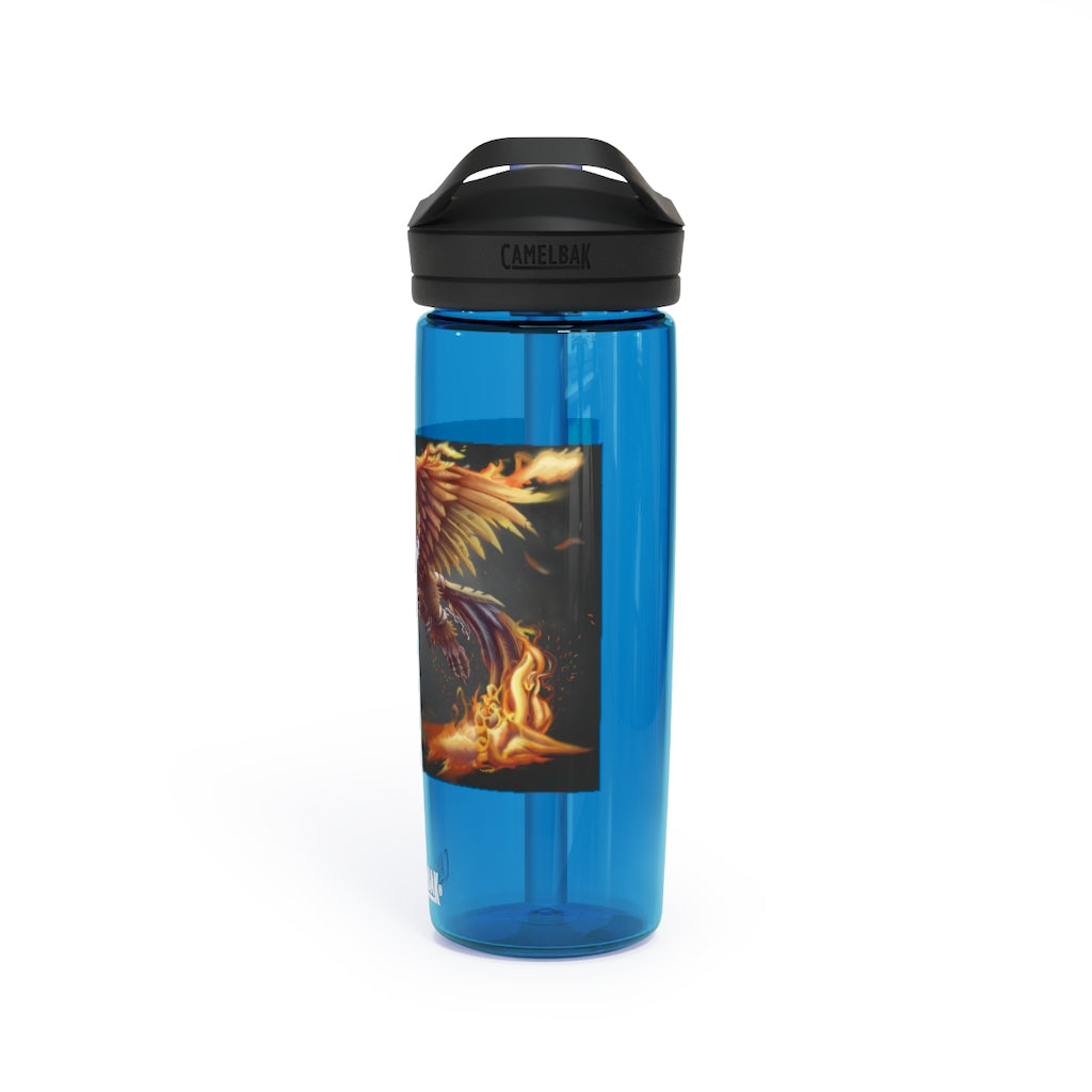 Merciless Flaming SkyBird CamelBak Eddy® Water Bottle in vibrant colors, showcasing its ergonomic design and spill-proof biting valve.