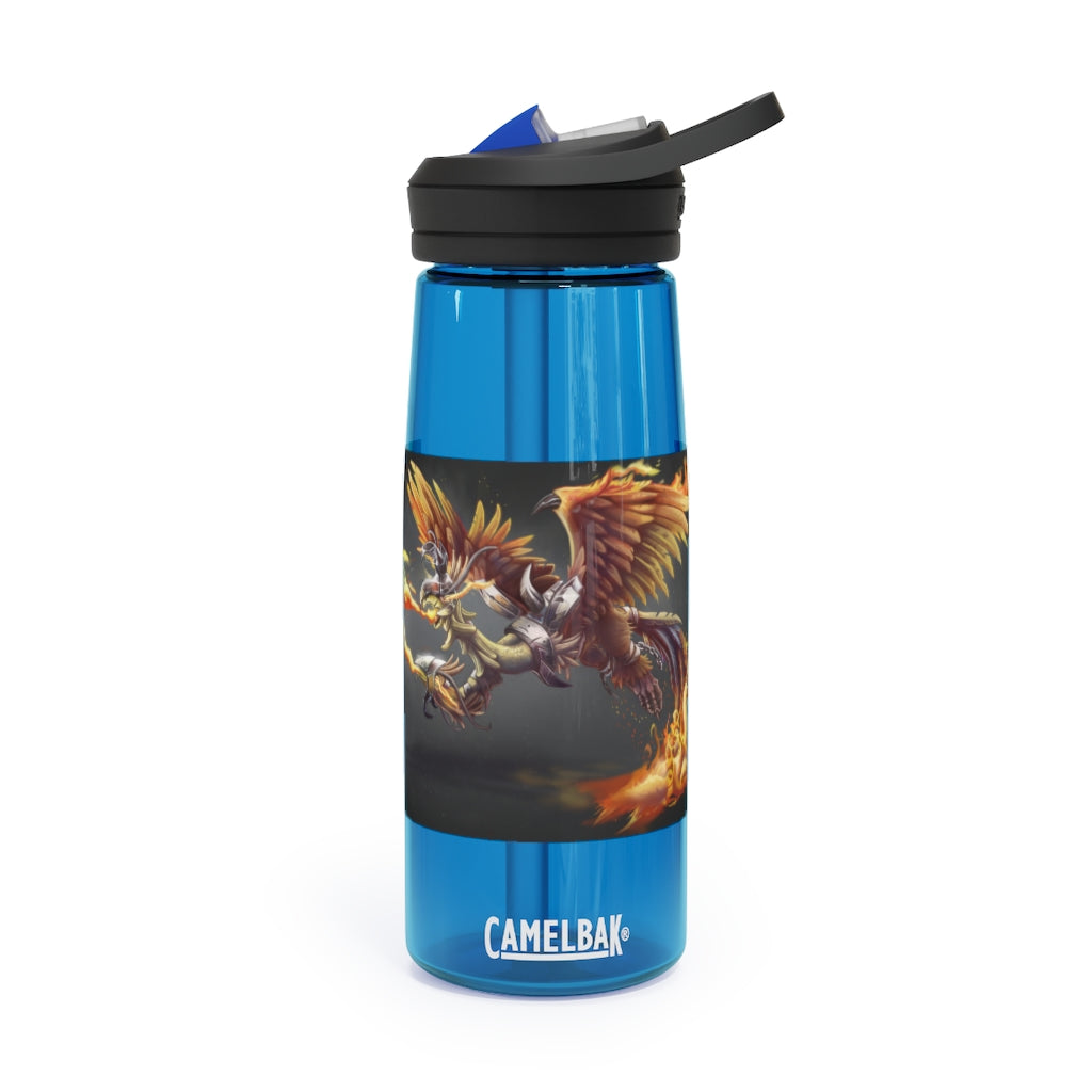 Merciless Flaming SkyBird CamelBak Eddy® Water Bottle in vibrant colors, showcasing its ergonomic design and spill-proof biting valve.