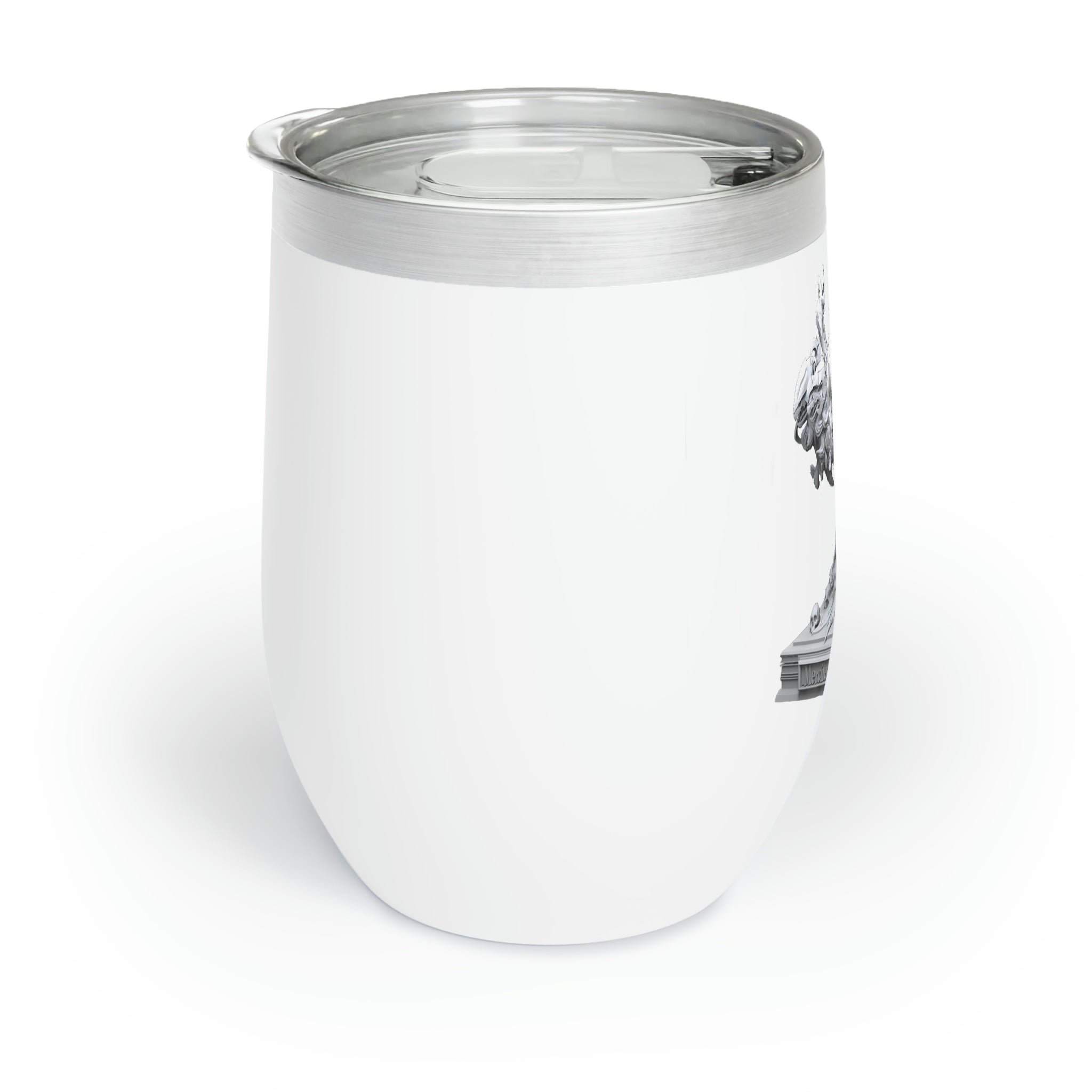 Merciless the Flaming SkyBird Chill Wine Tumbler in stainless steel with a vibrant flaming sky design, perfect for wine lovers.